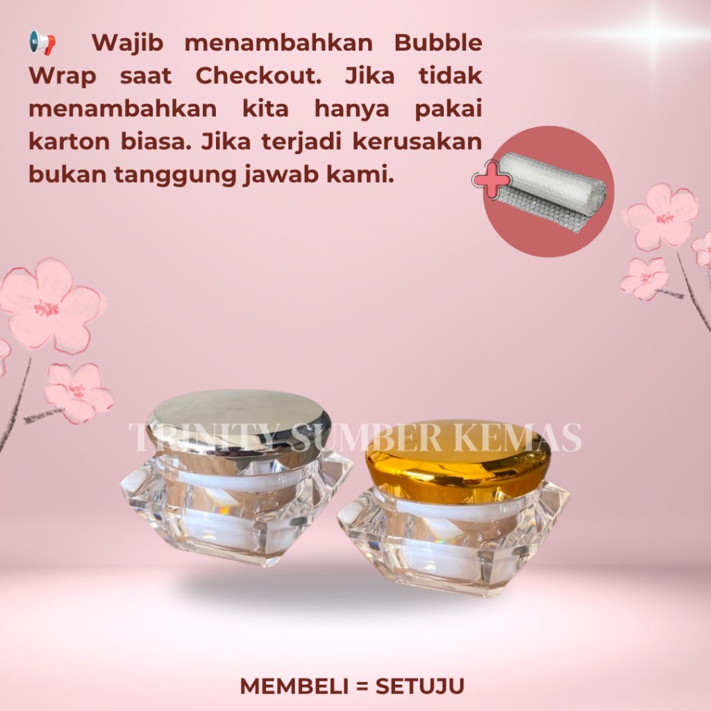 {MINIM ORDER 10PCS} Pot Cream Acrylic  Diamond 10gr - Cap Gold / Cap Silver