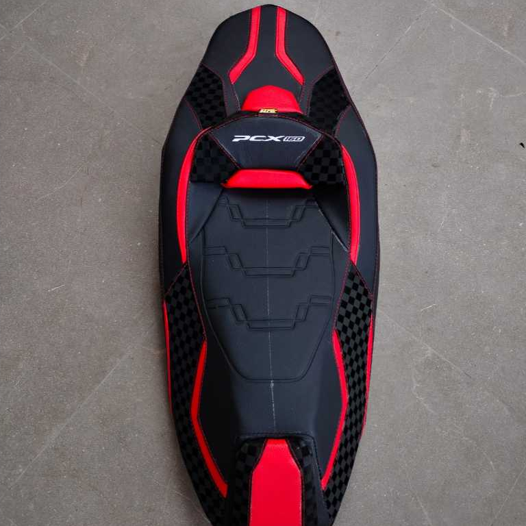 MBTECH Jok Motor PCX 150 160 Custom Cobra Kulit Latek Modifikasi Hitam Merah-JOK CUSTOM PCX MBTECH B