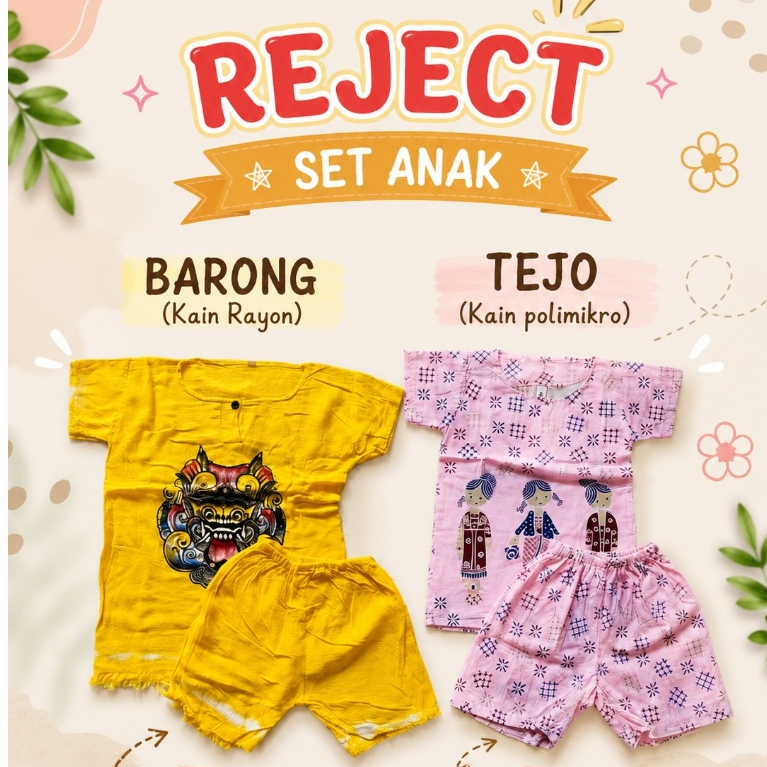 REJECT PABRIK BAJU SETELAN ANAK BARONG KHAS BALI // SETELAN ANAK TEJO