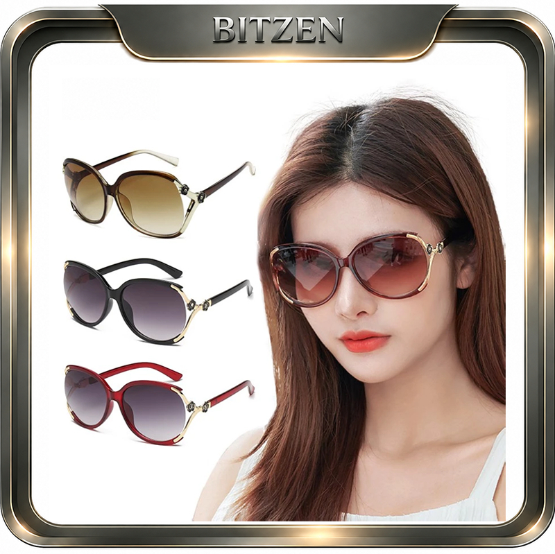 Bitzen Kacamata Hitam Wanita Ulzzang Aviator Frame Sunglasses Polarized