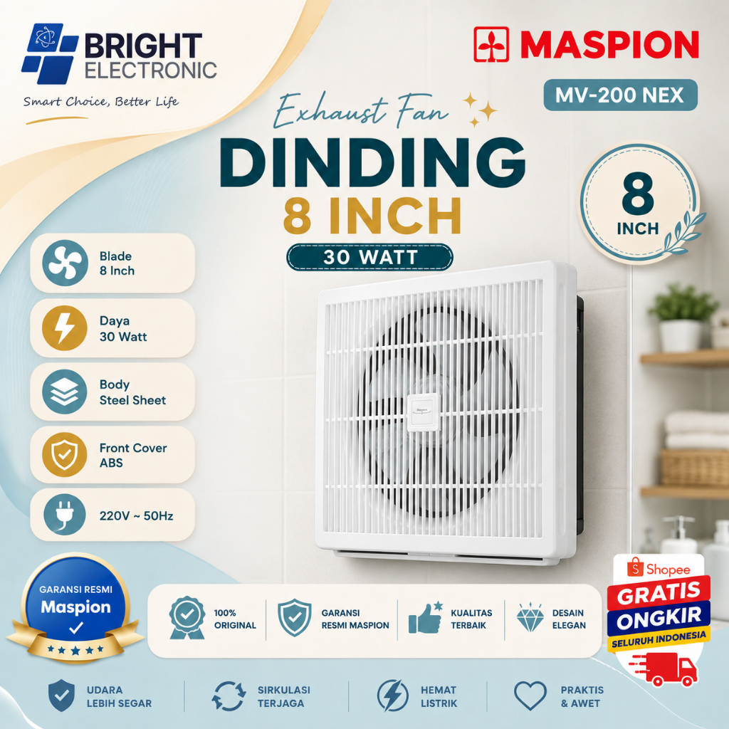 MASPION EXHAUST FAN 8" MV 200 NEX/MV200NEX/MV 200 NEX/MV-200-NEX/EXHAUST FAN 8"/MASPION EXHAUST FAN