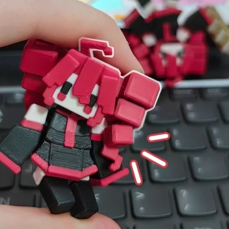 Boneka Kasane Teto Pixel Artikulasi 3D Printed / 3D Printed Articulated Pixel Style Teto Doll, Lucu,
