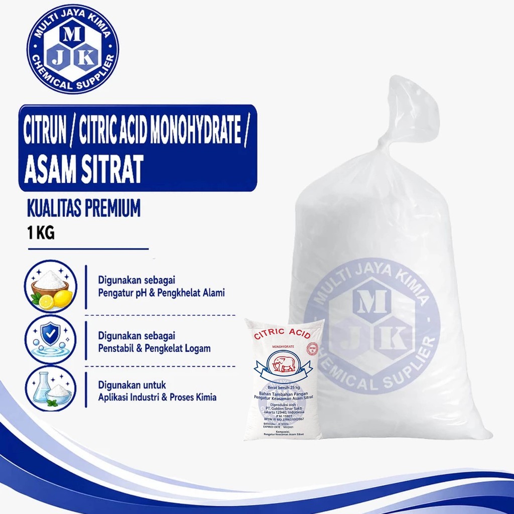 Citrun / Citric Acid Monohydrate / Asam Sitrat CAP GAJAH 1Kg