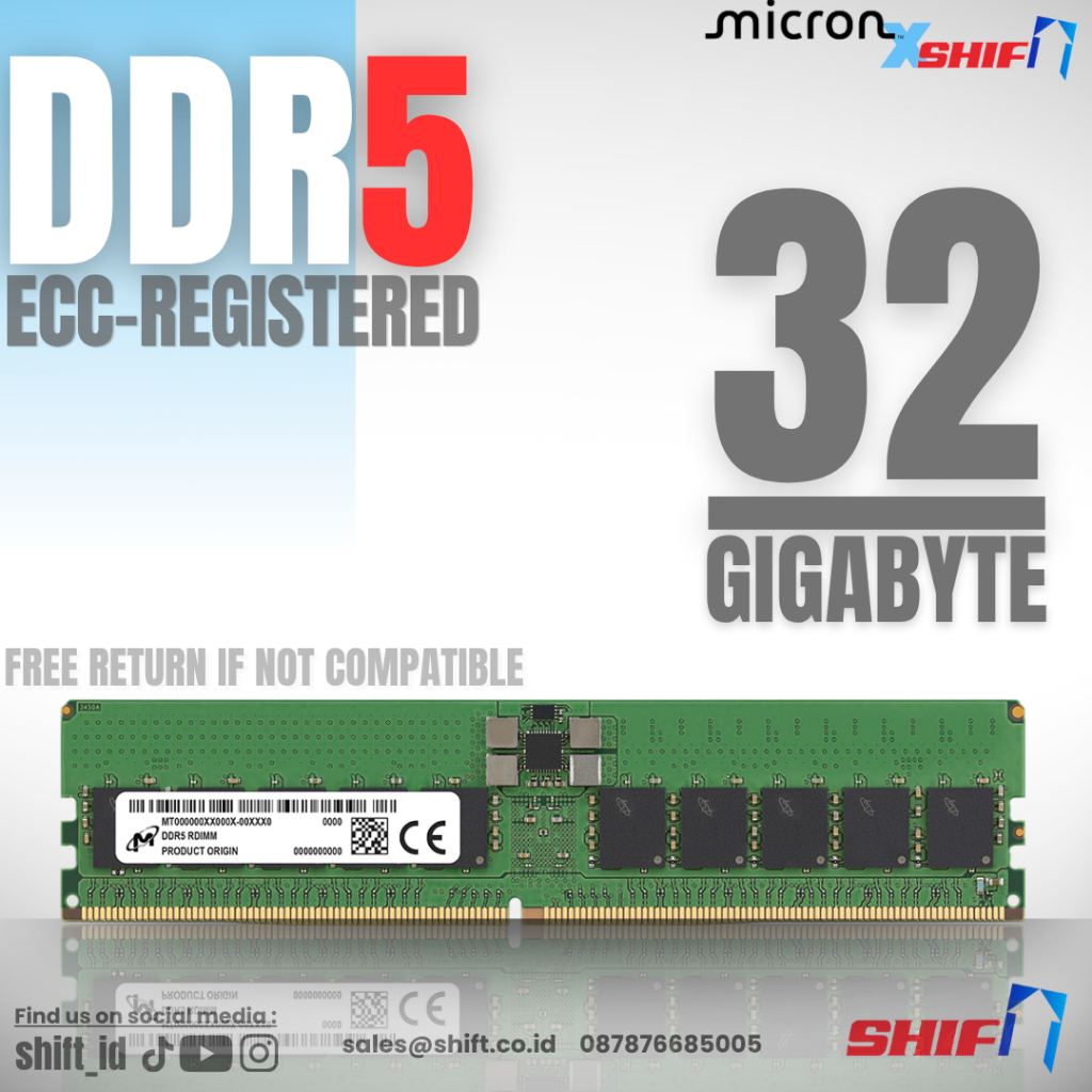 SHIFT - Micron 32GB DDR5-6400 ECC Registered - ECC REG - Server Memory - AMD Epyc 9005 - Intel Xeon 