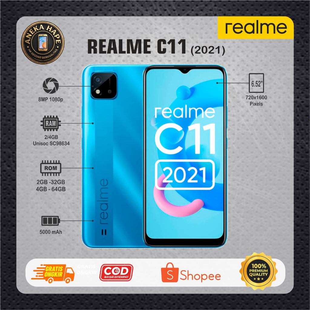HP REALME C11 (2021)  Second batangan siap pakai RAM 2/32GB RAM 4/64GB