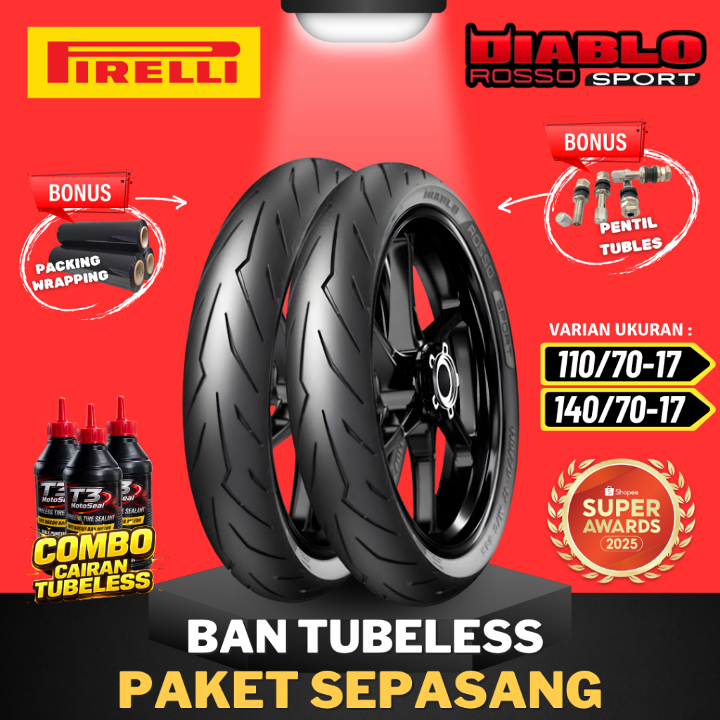 [PAKET SEPASANG] BAN PIRELLI DIABLO ROSSO SPORT RING 17 ( 110/70-17 & 140/70-17 ) MEDIUM COMPOUND RI