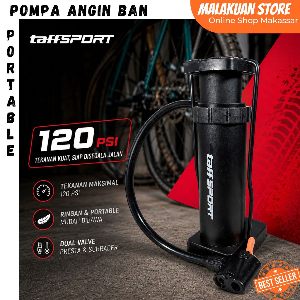 Pompa Injak Sepeda Motor Serbaguna Portable Pump 120 PSI Kompa