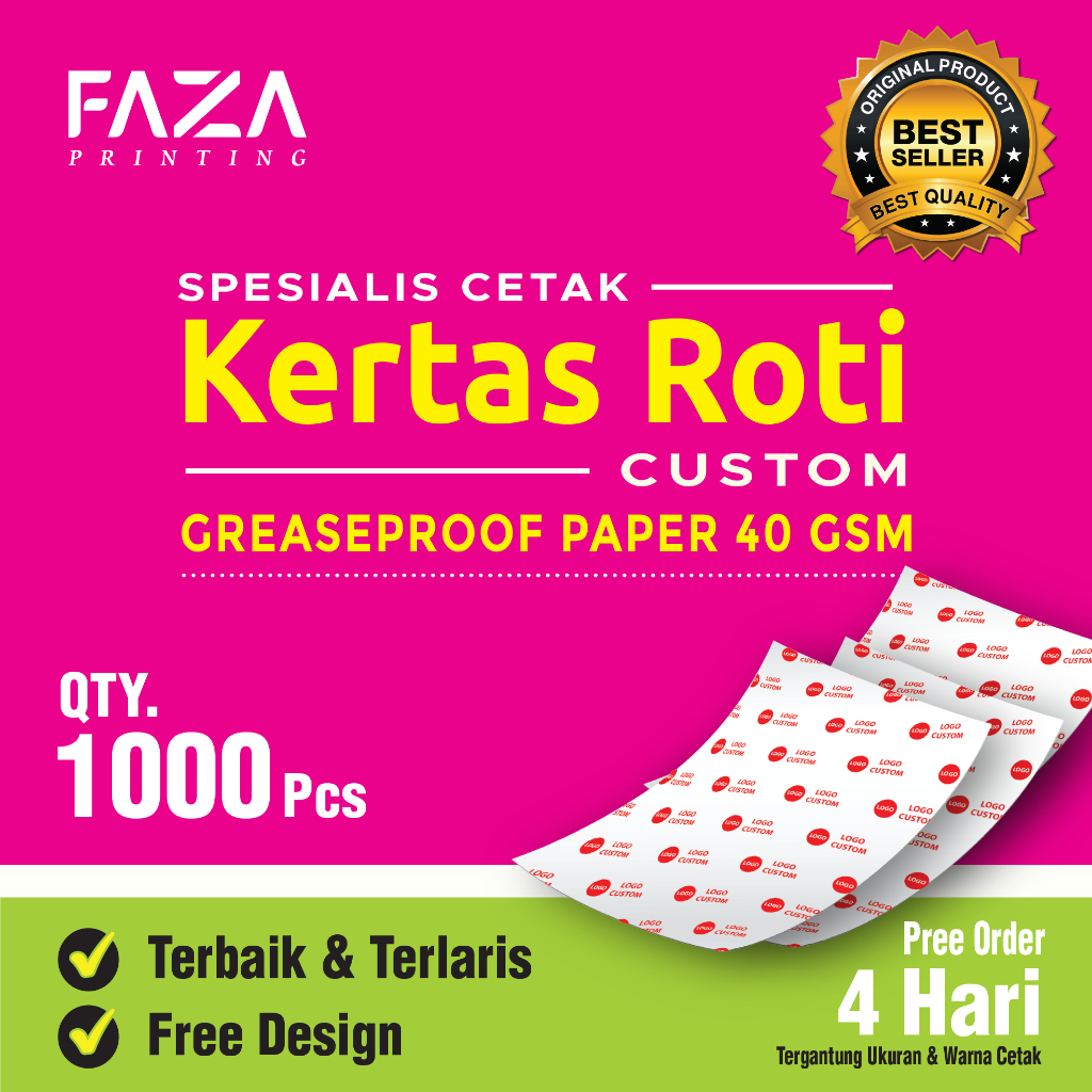 Sushi_Shop03 Custom Kertas Roti Foodgrade 1000 Pcs / Cetak Kertas Roti Custom / Cetak Logo / Burger