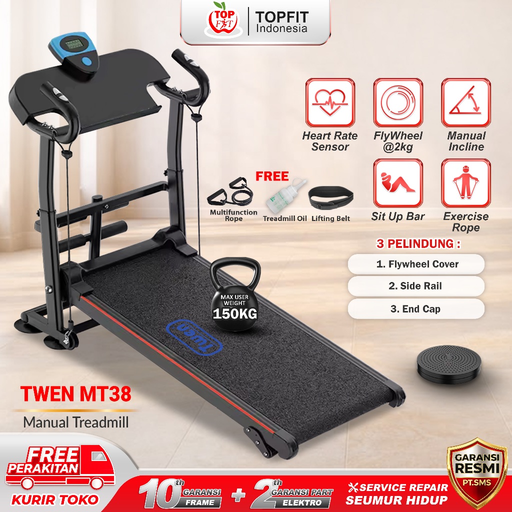 TWEN MT31 MT38 Treadmill Tanpa Listrik Treadmill Manual Treadmill Multifungsi Treadmill Lipat Alat O