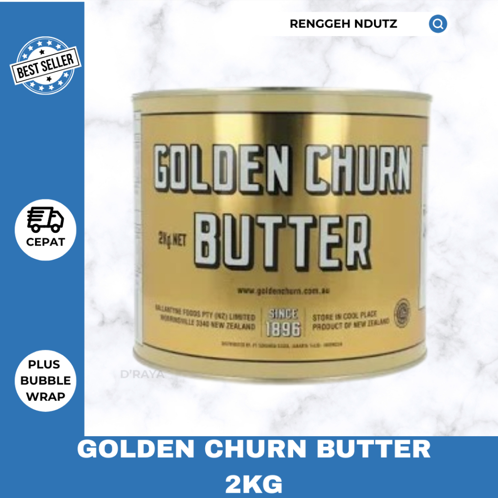 Golden Churn Butter 2kg / Salted Tin Butter Kaleng Mentega Roombutter / creamery butter