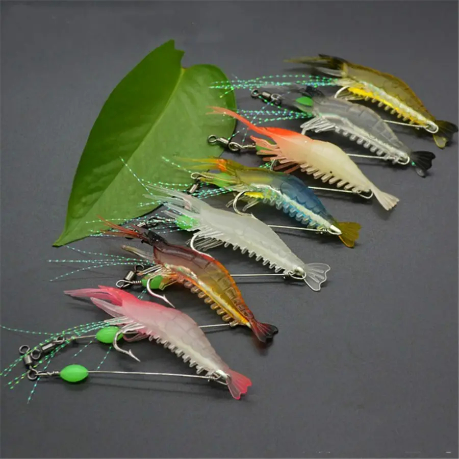 umpan pancing softlure bentuk udang dengan kail umpan casting Memancing kakap dengan umpan silikon