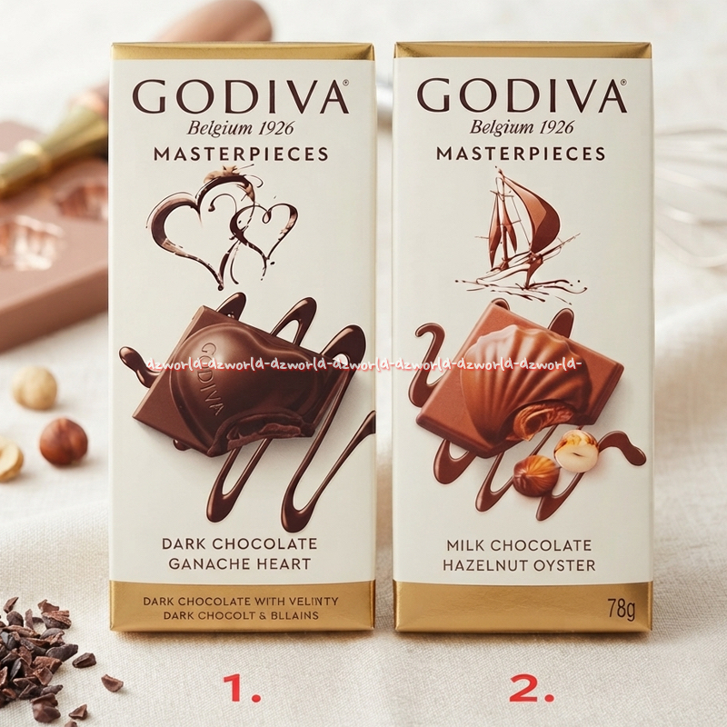 Godiva Masterspiece 78gr Milk Chocolate Hazelnut Oyster Coklat Kacang Hazel Nut Dark Chocolate Ganac