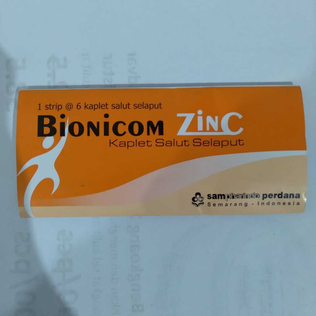 BIONICOM ZINC KAPLET SALUT SELAPUT 1 STRIP @ 6 KAPLET MULTIVITAMIN DENGAN VITAMIN C, B, E, dan ZINC