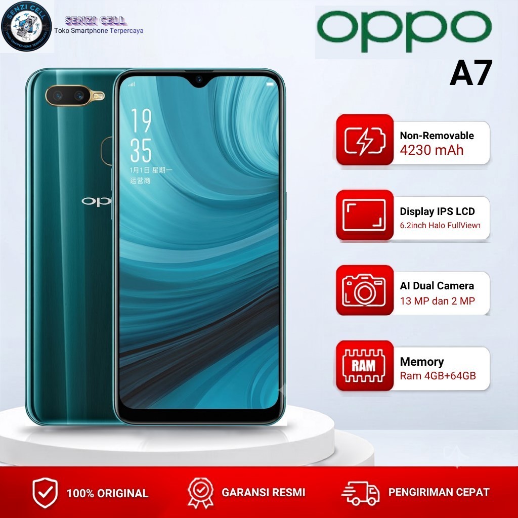 Hp Oppo A7 Ram 4/64Gb Prosesor Snapdragon 450 Second Normal Bergaransi Siap Pakai