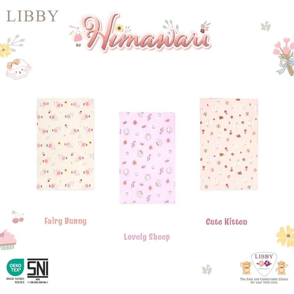 Libby - 3 Pcs Bedong Bayi Motif Bedong Katun 90x110 Bedong Jumbo Baby Newborn