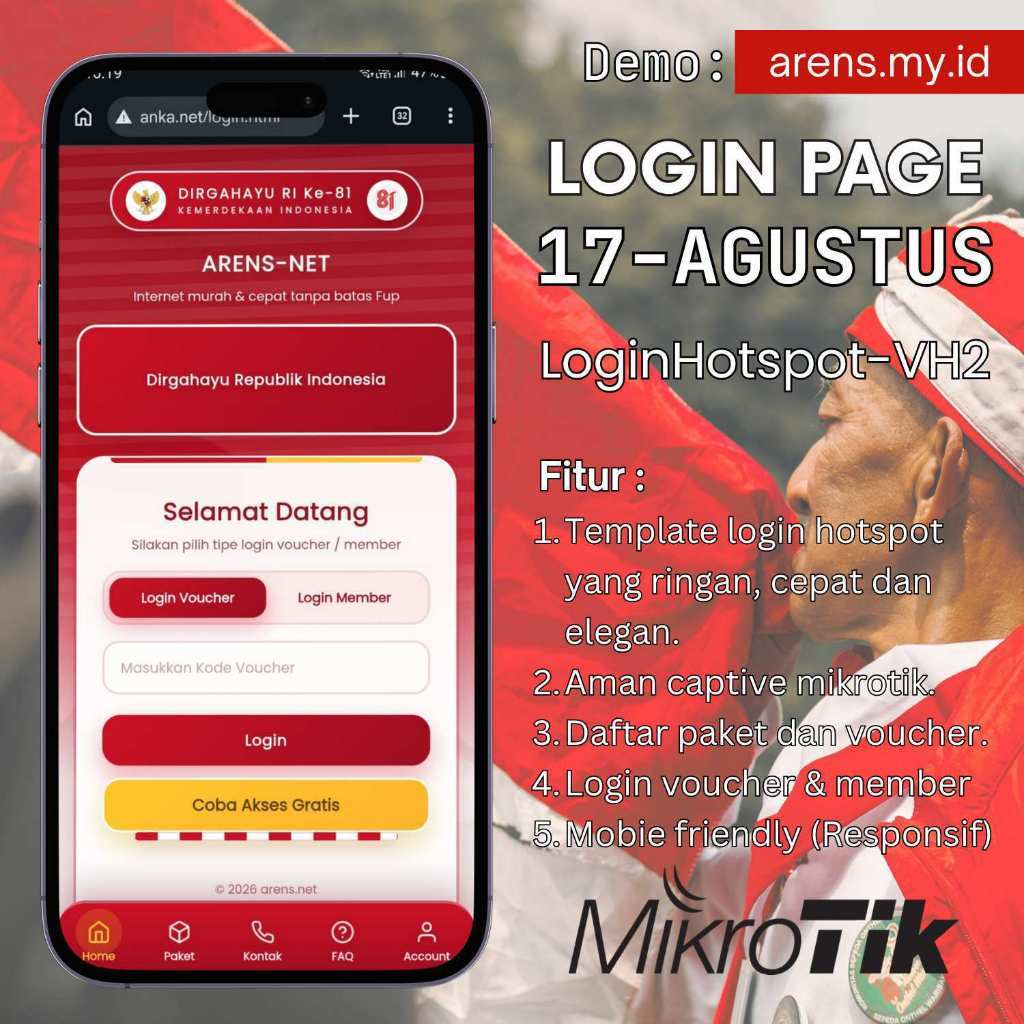 Template Login Page Mikrotik Hotspot Premium Kemerdekaan 17 Agustus | Login Hotspot-VH2