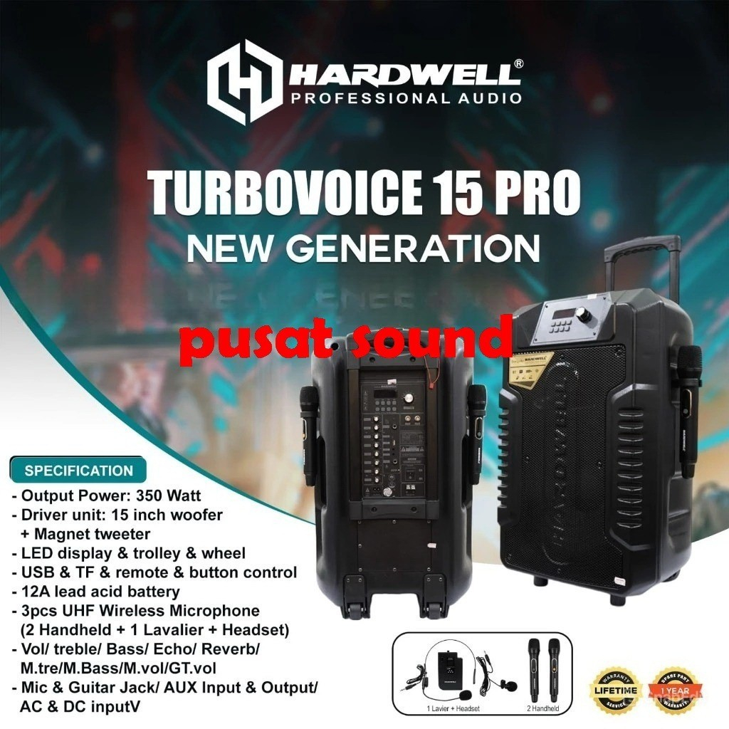 Speaker Hardwell Turbovoice 15pro 15inch Blutooth Hardwell Turbovoice15Pro NEW GENERATION