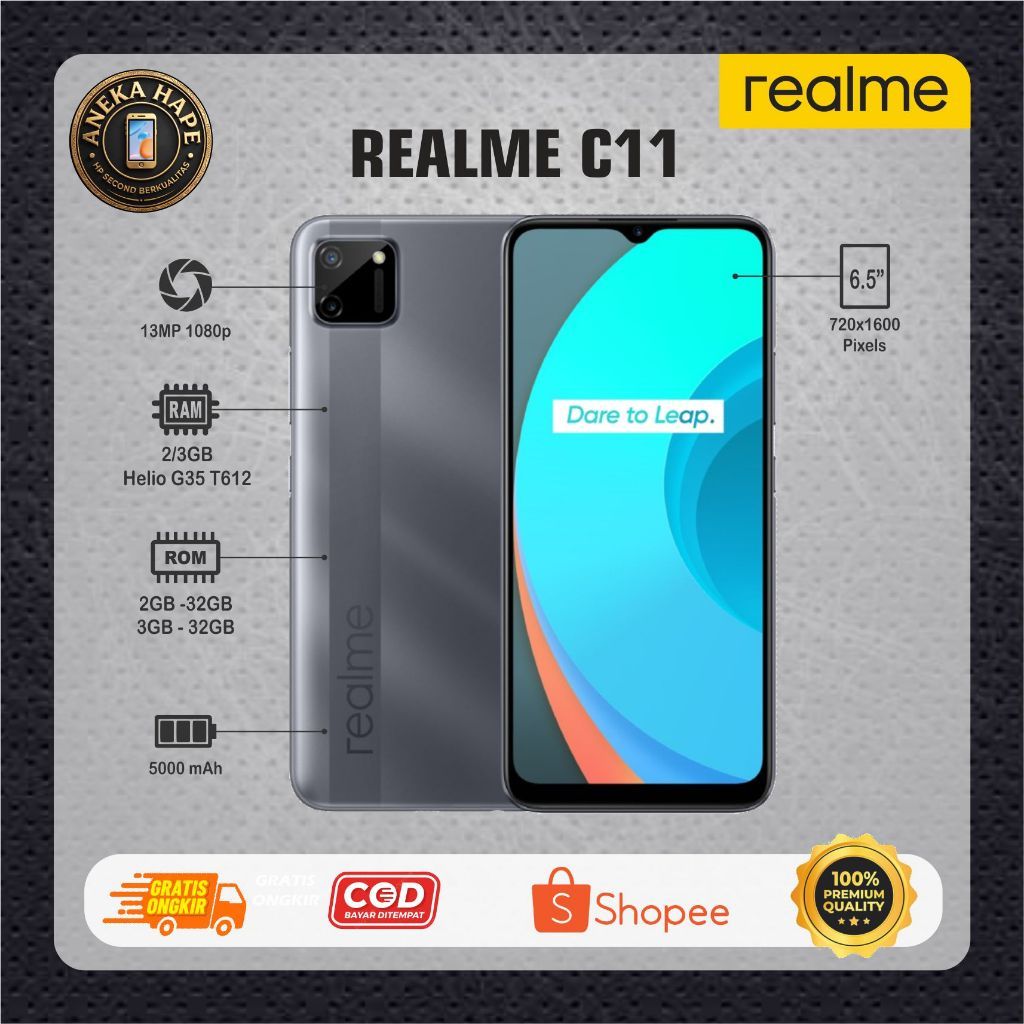 HP REALME C11 Second batangan siap pakai  RAM 2/32GB RAM 3/32GB