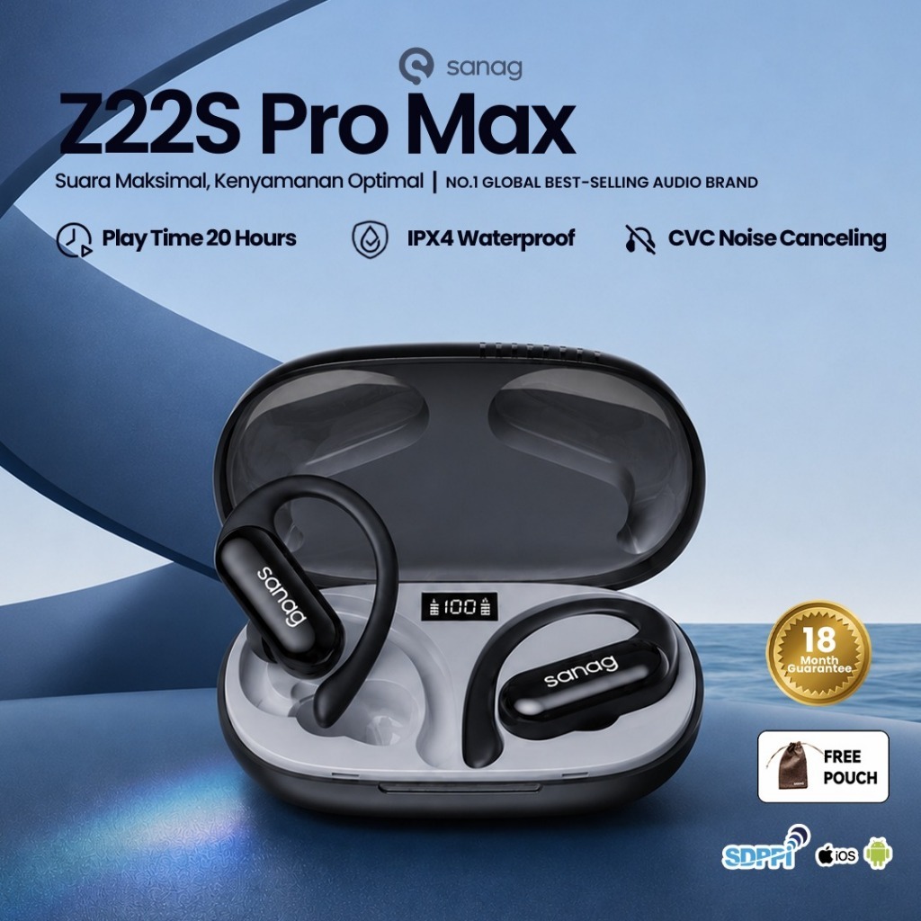 TWS Bluetooth Full Bass Original Sanag Z22S Pro Max Open Hook [Fast Charging] Headset Bluetooth Open