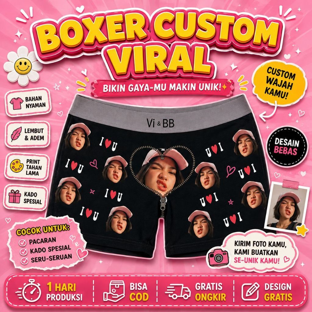Celana Dalam Pria Custom Boxer Custom Foto