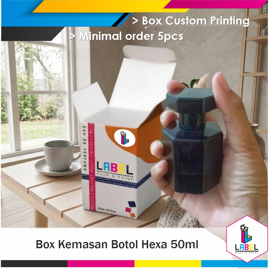 Box packaging / Dus Botol Hexa 50ml Custom Desain