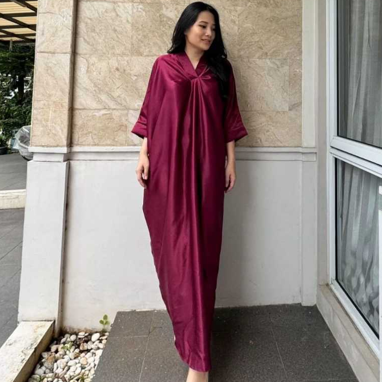 KAFTAN POLOS WANITA SATIN ELEGANT / KAFTAN KONDANGAN SILK PREMIUM / KAFTAN LEBARAN POLOS PREMIUM
