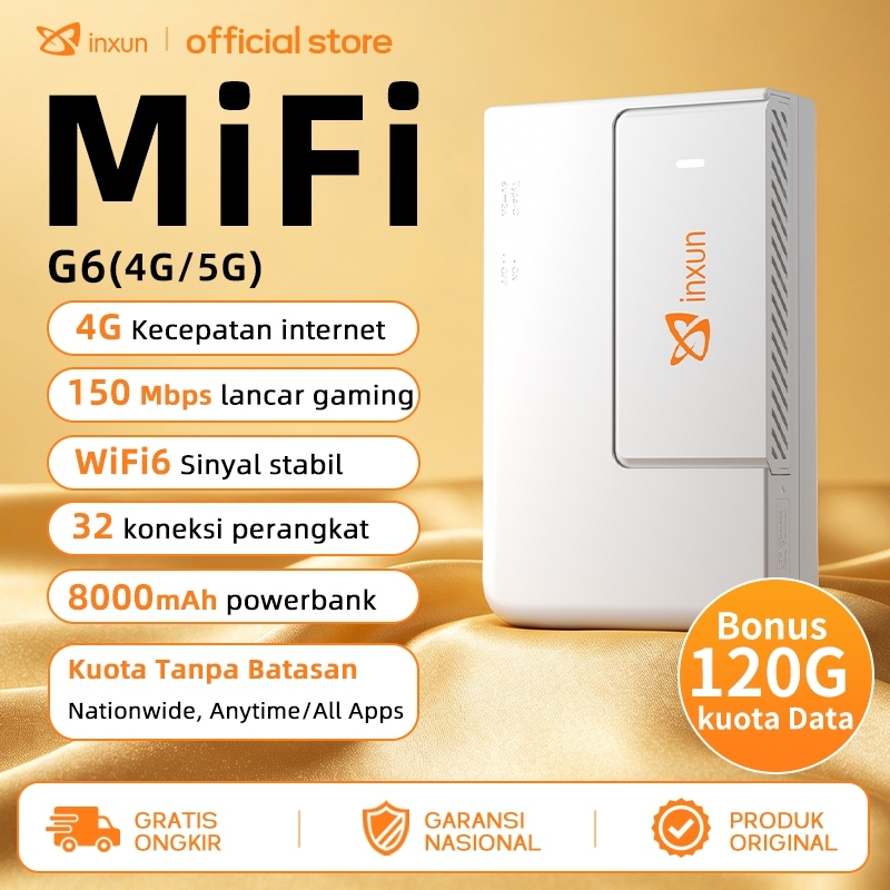 COD G6 Bonus 120GB PocketWifi Powerbank modem wifi 4Gmifi XinXun Wifi6 modem portable kartu telkomse