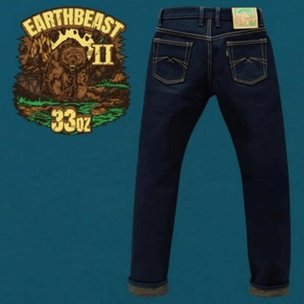 Earthbeast II 33oz Unsanforized Deep Indigo x Twisted Green Brown Wef
