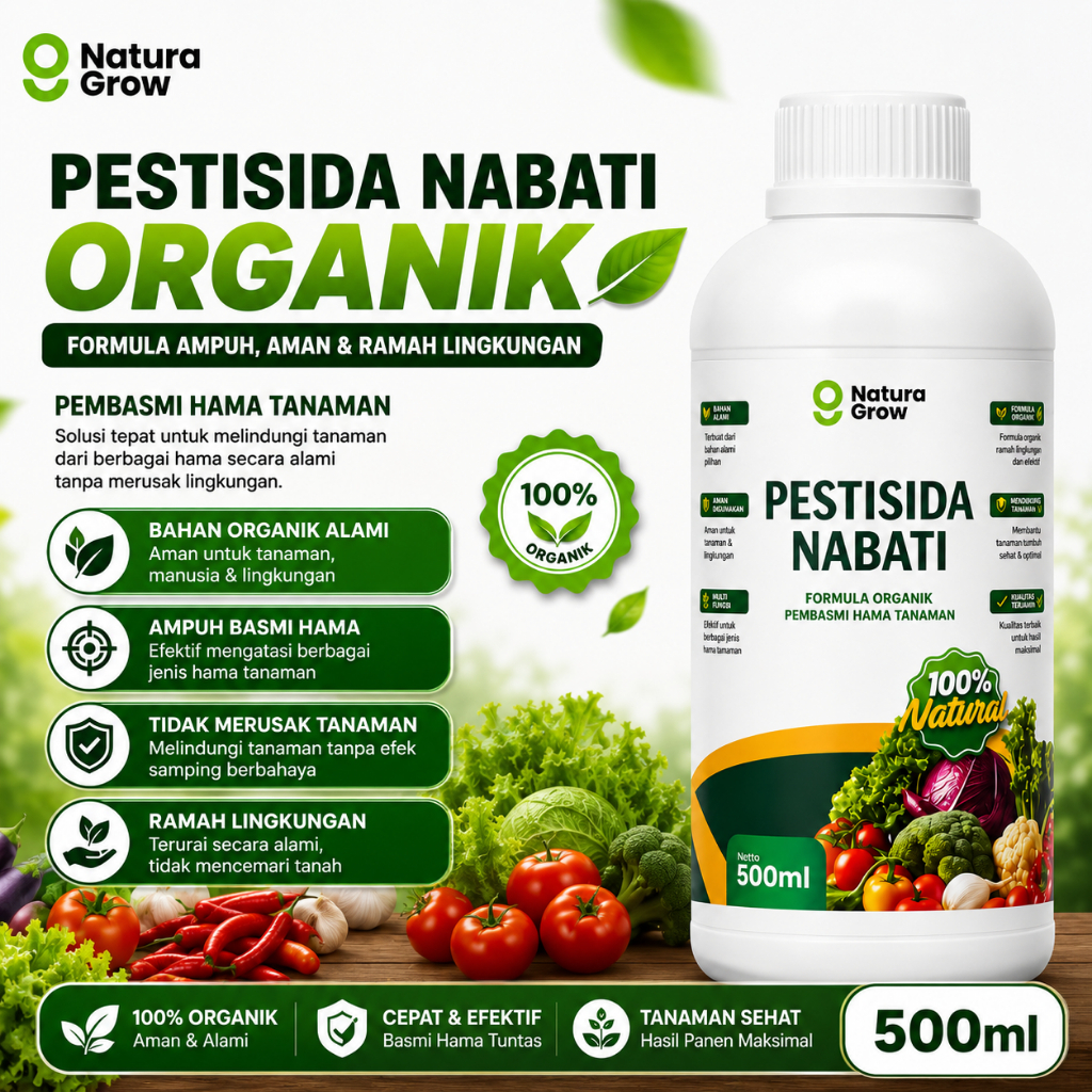 Naturagrow - Pestisida Nabati Organik 3in1 Kemasan 500 ML Formula Pekat | Insektisida Fungisida Bakt