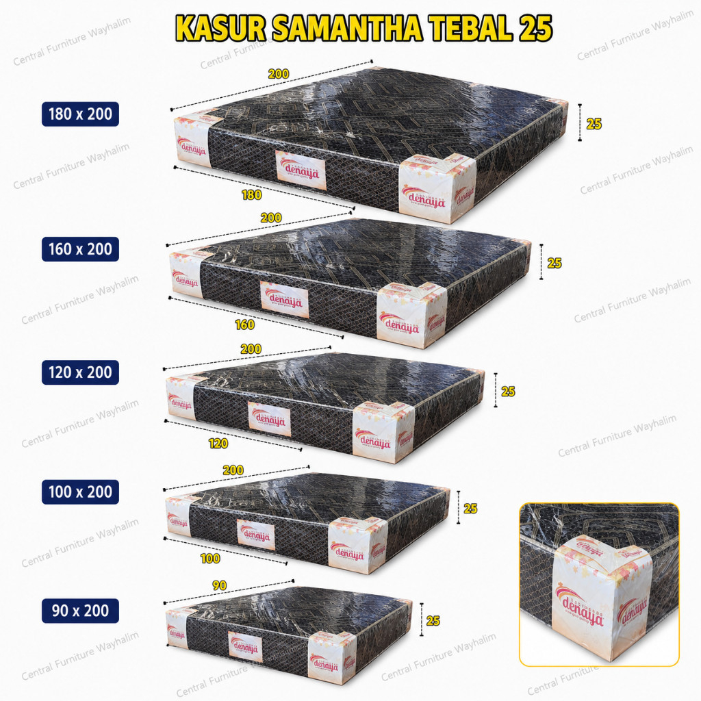 CENTRAL - Springbed Single/Kasur Kost Empuk / KJF DENAYA MATRASS SAMANTA 90 X 200 COKLATSAMANTA 90 x