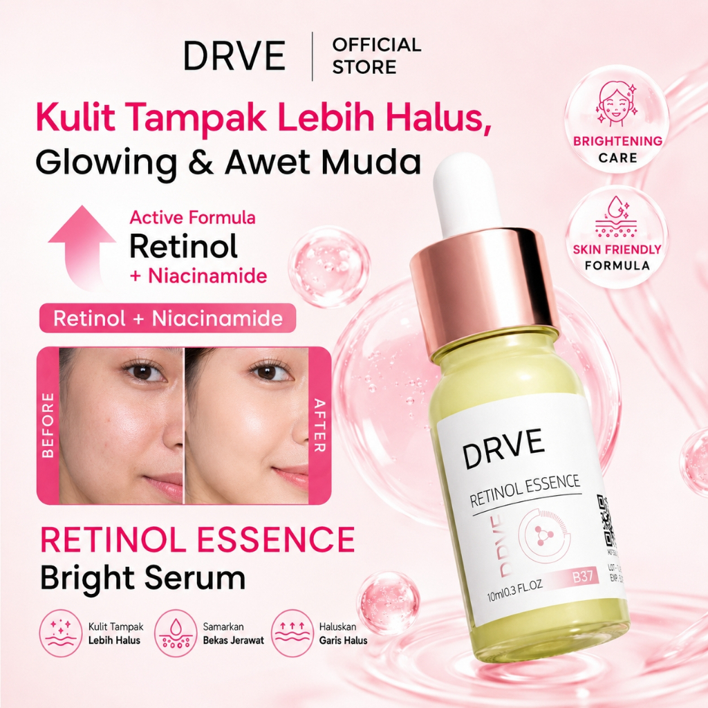 Drve Retinol Essence anti penuaan | Untuk Kulit Sensitif Mengandung Niacinamide Membantu Mencerahkan