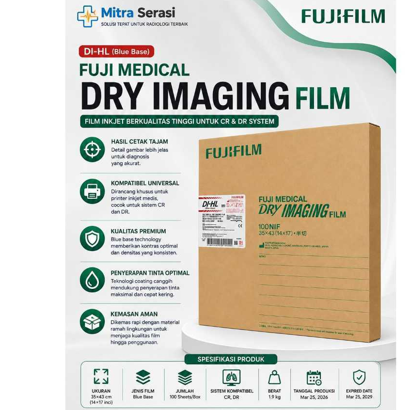FILM FUJI DIHL 35x43 - FILM X-RAY RADIOLOGI CR/DR RONTGEN DAN CT SCAN