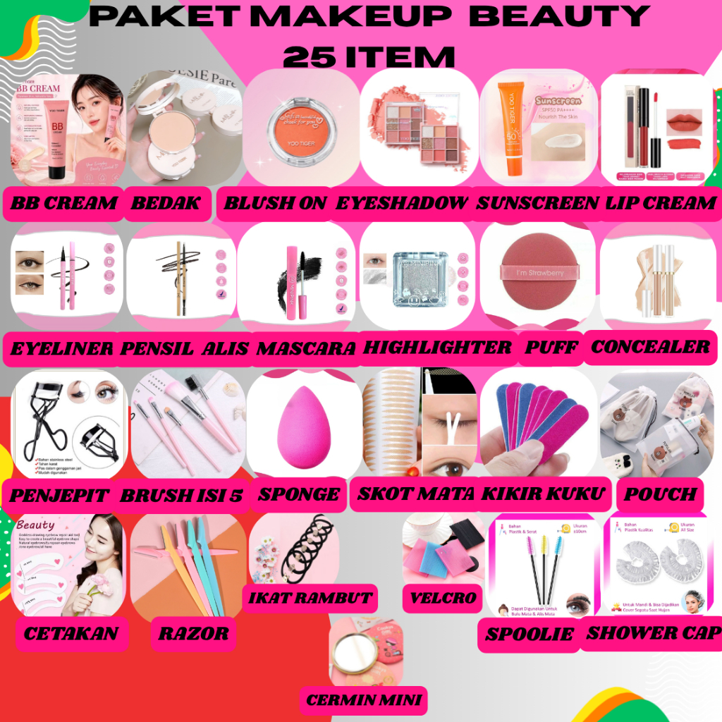 PAKET MAKEUP BEAUTY 25 ITEM PAKET MAKE UP 25 PCS