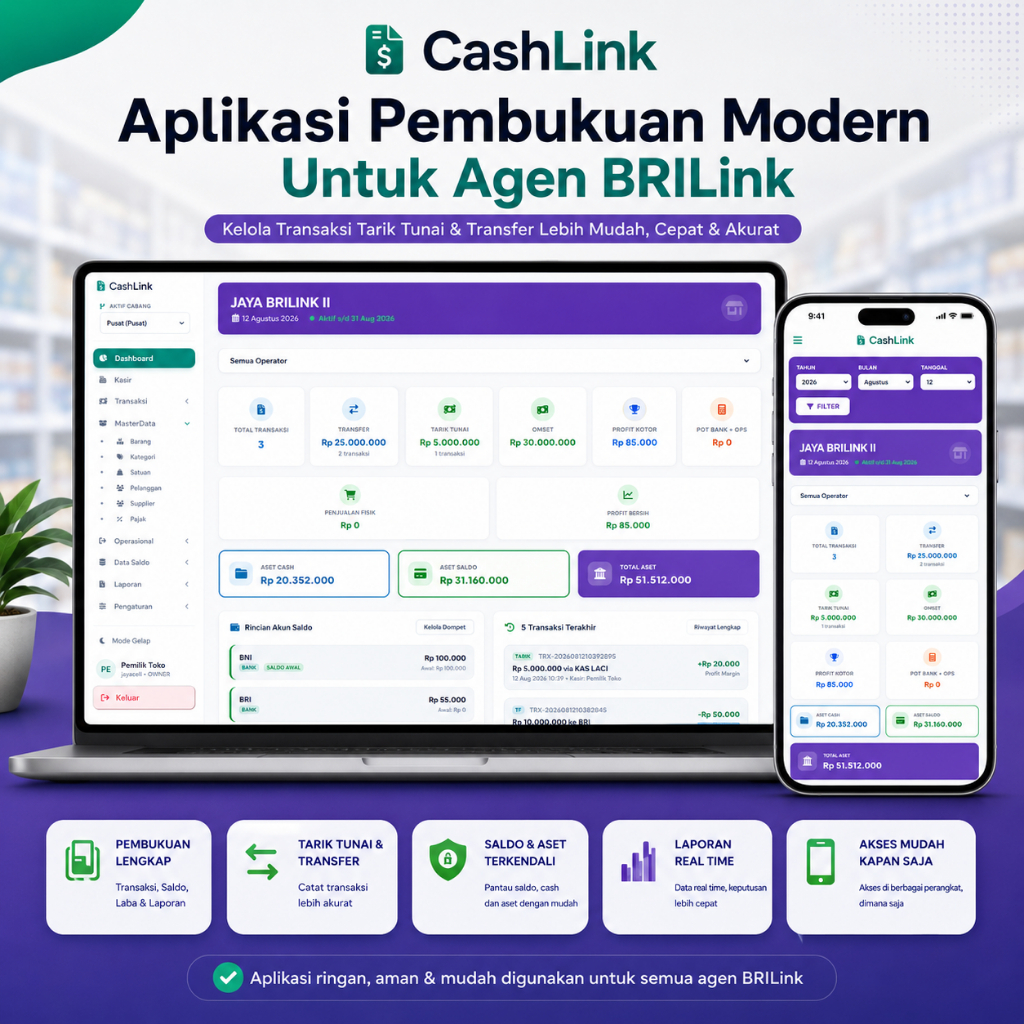 Aplikasi Kasir Agen BRILink & Pembukuan Transaksi Loket