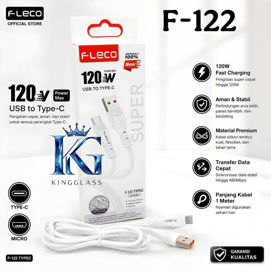 Kabel Data Fleco F-122 120W Fast Charging 1 Meter Kabel Charger Type C / Micro [ROXY]