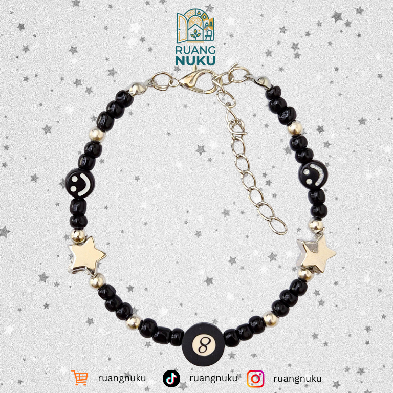 Gelang Manik Aksen Billiard Handmade - Unique & Trendy Beads Bracelet