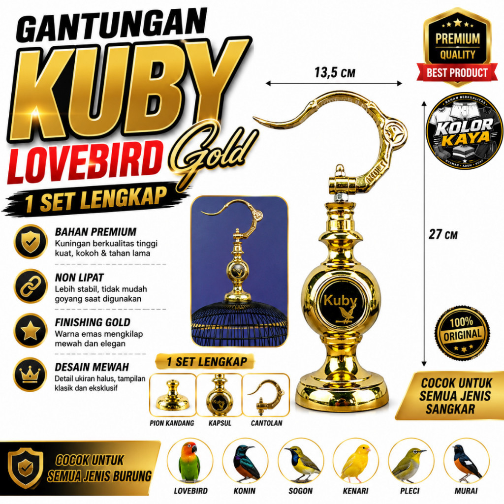 SEDIA GANTUNGAN KUBY LOVEBIRD GOLD 1 SET LENGKAP PION KANDANG BESI KAPSUL SANGKAR BURUNG KONIN SOGON