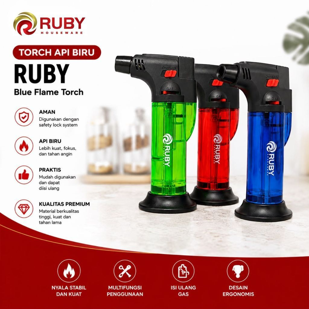 RUBY Torch Api Biru | Gas Torch Serbaguna | Alat Pembakar Mini
