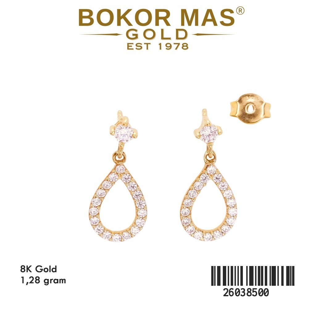 Giwang Tusuk Model Permata Emas 375 8K 26038500 - BokorMas Gold