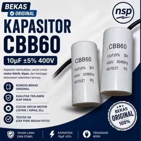 Capasitor Bulat 10UF CBB60 Untuk Pompa Air Dan Mesin Cuci