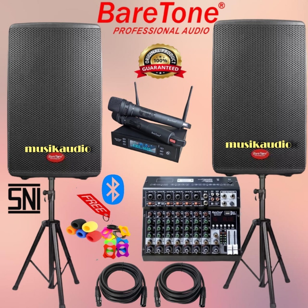 Paket Speaker Aktif Baretone MAX15 RC MAX15RC 15 Inch 500 Watt Original + BareTone Max Force 8