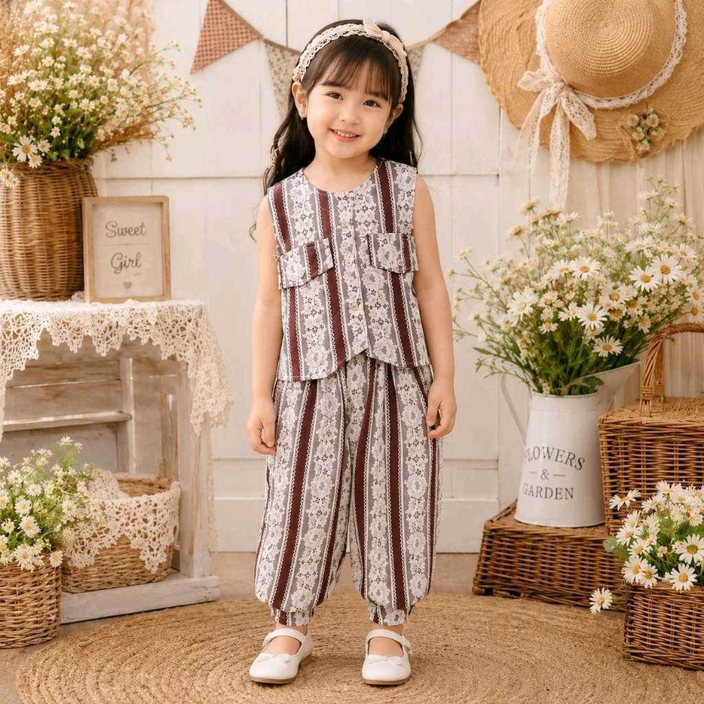 LESTI ONE SET-Setelan anak bahan rayon untuk usia 1-8 tahun
