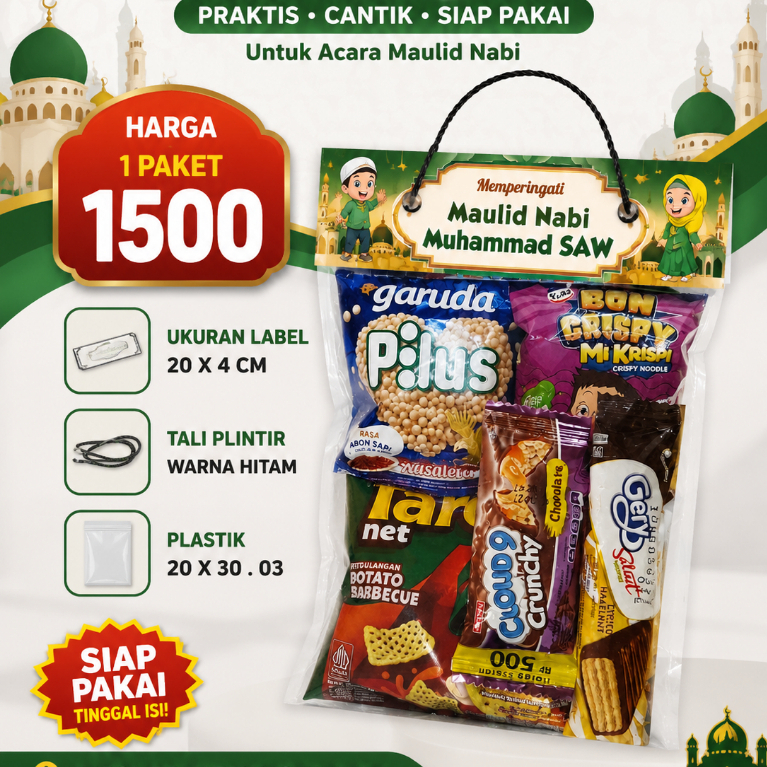 label tas maulid nabi/hampers maulid/wadah jajan mauludan