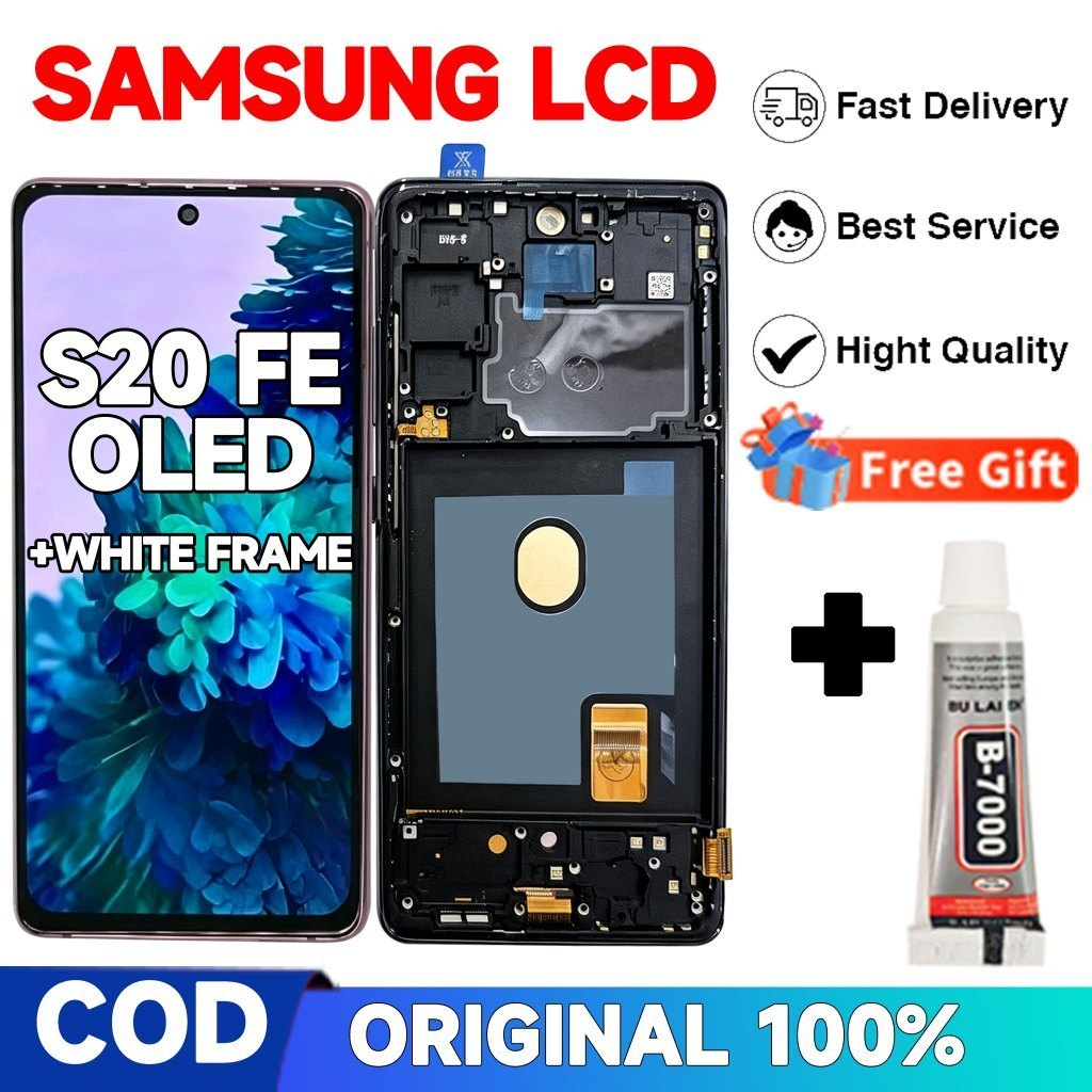 Lcd Samsung S20 Fe Oled Finger Plus+White Frame