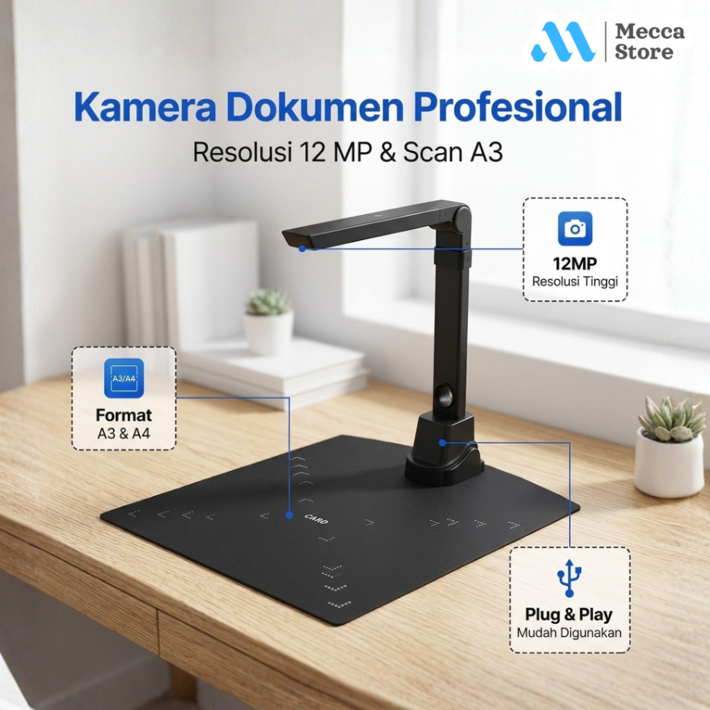 Scanner Dokumen Buku Overhead Portable Camera Scanner A3 A4 12MP