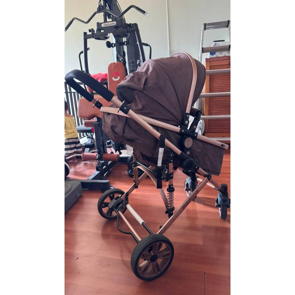 PRELOVED Stroller Pliko Arizona 670 Rose Gold / Brown – 2in1 Baby Stroller & Pram