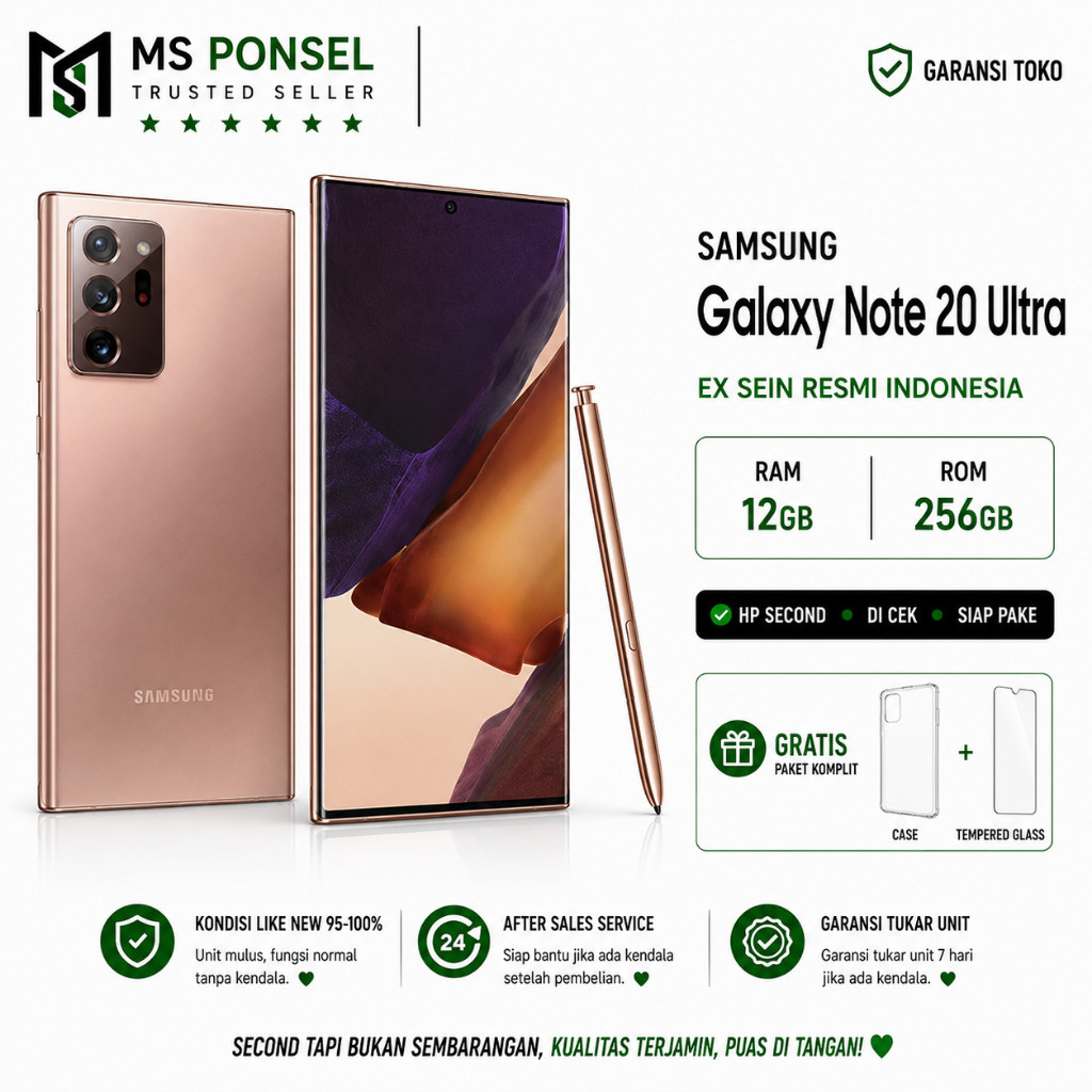 SEIN | Samsung Galaxy Note 20 Ultra 5G 12/256GB 12/512GB Resmi Second Fullset Original