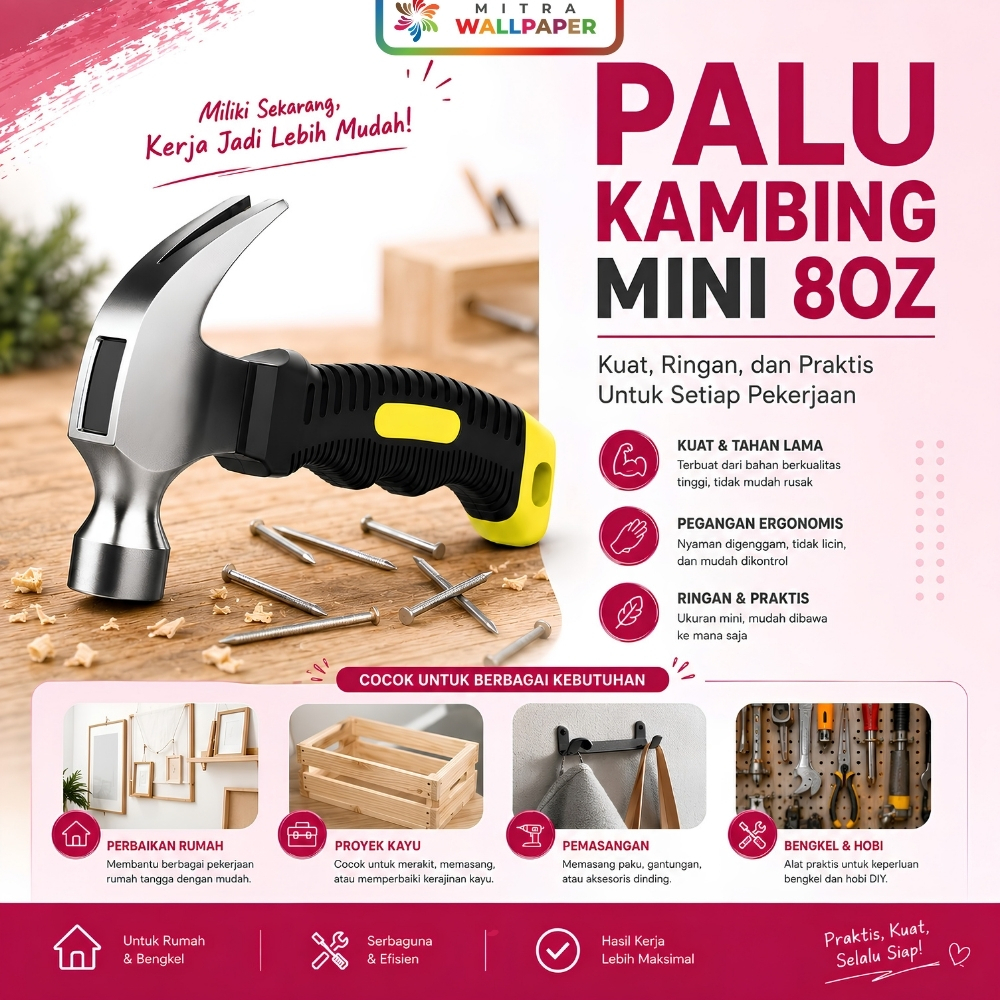 Palu Kecil Palu Kambing Mini 8OZ Multifungsi Palu Kambing Mini Alat Tukang Mini Claw Hammer