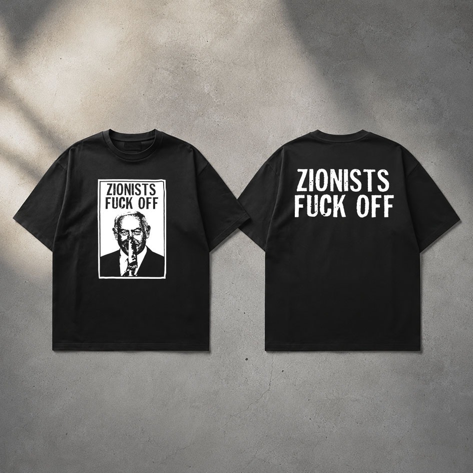 SKENTEENAGE - T-SHIRT OVERSIZE ZIONISTS FXXX OFF BOXY UNISEX BLACK