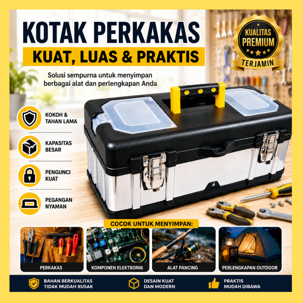 SHIDELI Tool box Besar Box Alat Perkakas Tool Box Bahan Stainless Steel Kotak Perkakas